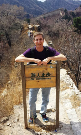 Brian at the Great Wall during AIAMs acupuncture study abroad trip to China.